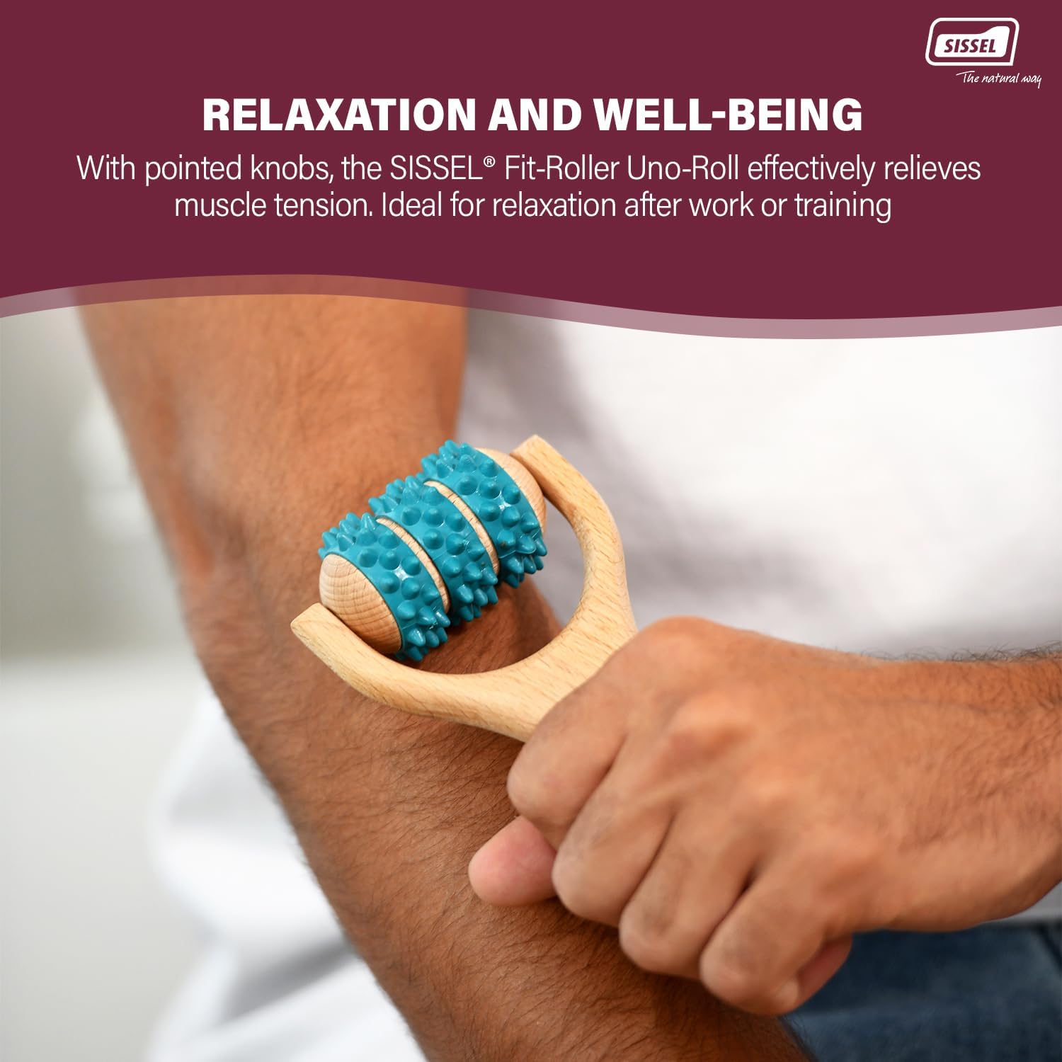 SISSEL Fit-Roller Uno-Roll | Muscle Relaxation and Circulation Enhancement | Eco-Friendly & Phthalate-Free | Combination of Tradition & Modernity | Versatile Hand & Foot Massage | Wellness & Health