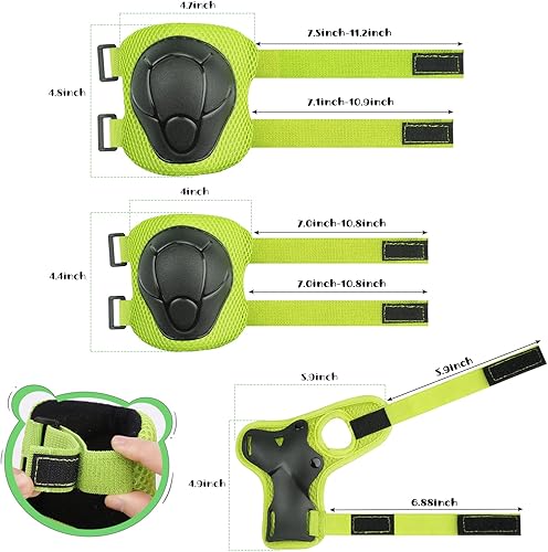 Miniatura 3 de Rodilleras, coderas, coderas de 3 a 8 años, juego de protección 6 en 1 con protector de muñeca para ciclismo, patinaje, patinaje, bicicleta, esquí,