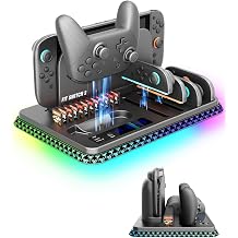 Switch 2 Charging Station with Game Card Holder & RGB Lights - All-in-One Organizer for 4 JoyCons & 1 Pro Controller, Fast Charging, Smart Protection, for Nintendo Switch 2 Accessories