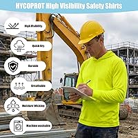 Vista 4 de HYCOPROT Camisas de seguridad de alta visibilidad con capucha de manga larga con capucha para hombres y mujeres
