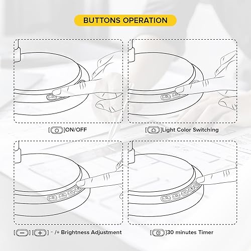 Miniatura 8 de Lámpara LED de escritorio para oficina y hogar, lámpara de mesa, lámpara de escritorio para dormitorio universitario, 4 brillos, lámpara de mesa