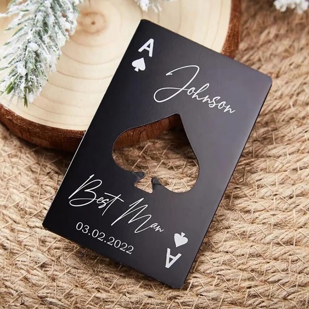 Décapsuleur de bouteille de poker personnalisé as de pique pour invités de mariage