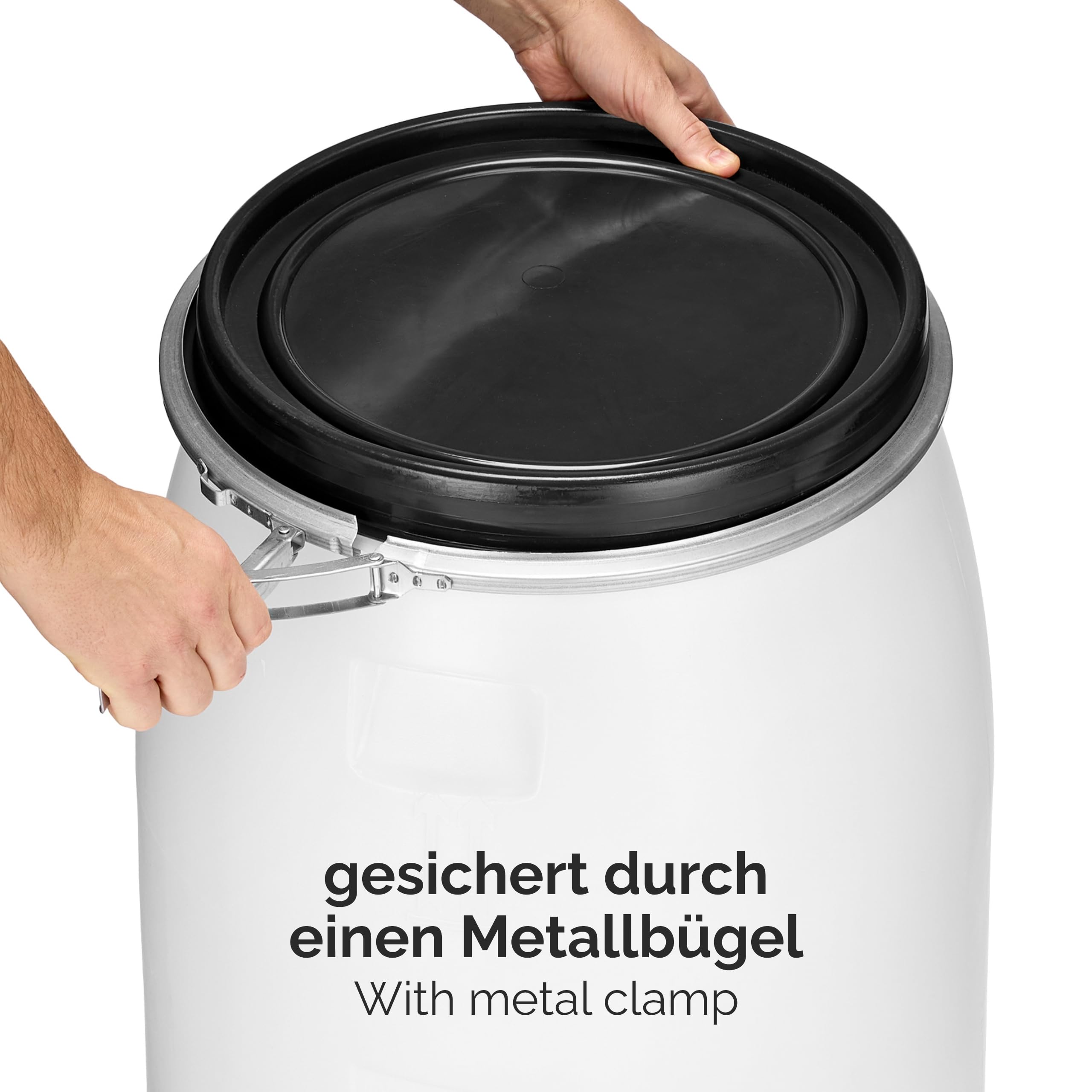 Garronda Set 2X 120 Liter Deckelfass Weithalsfass aus HDPE Regenfass für Garten Fass Regenwassertonne Futtertonne Universalfass Wasserfass Regentonne Lebensmittelfass Wassertank GD-0123 Weiß