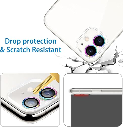 Miniatura 6 de Paquete de 3 protector de lente de cámara para iPhone 11 y iPhone 12 Mini, Ultra HD, vidrio templado, dureza 9H, arañazos, compatible con fundas,