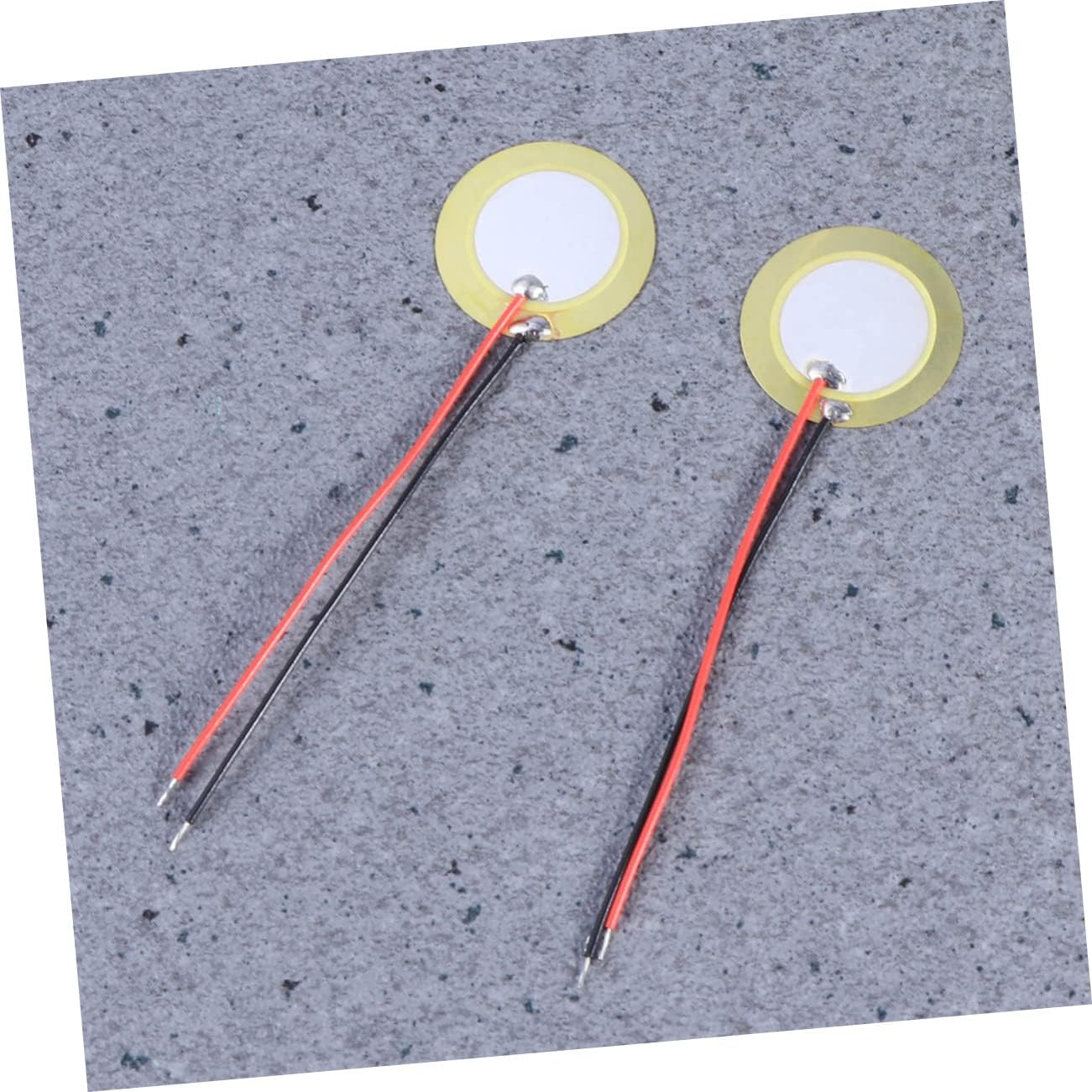 20Pcs 20mm Piezo Disc Copper Transducer Elements for Acoustic Instruments | Low Power, Low Voltage Design, Leadwires Included, Suitable for Guitar Pickups and Telephones