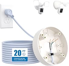 Plug-in Mount for Floodlight Cams Compatible with Ring Floodlight Cam Wired Plus/Pro,WYZE Floodlight Camera v2/Pro,Blink Wired Floodlight Camera,Electrical Box with 20ft/6m Weatherproof Power Cable