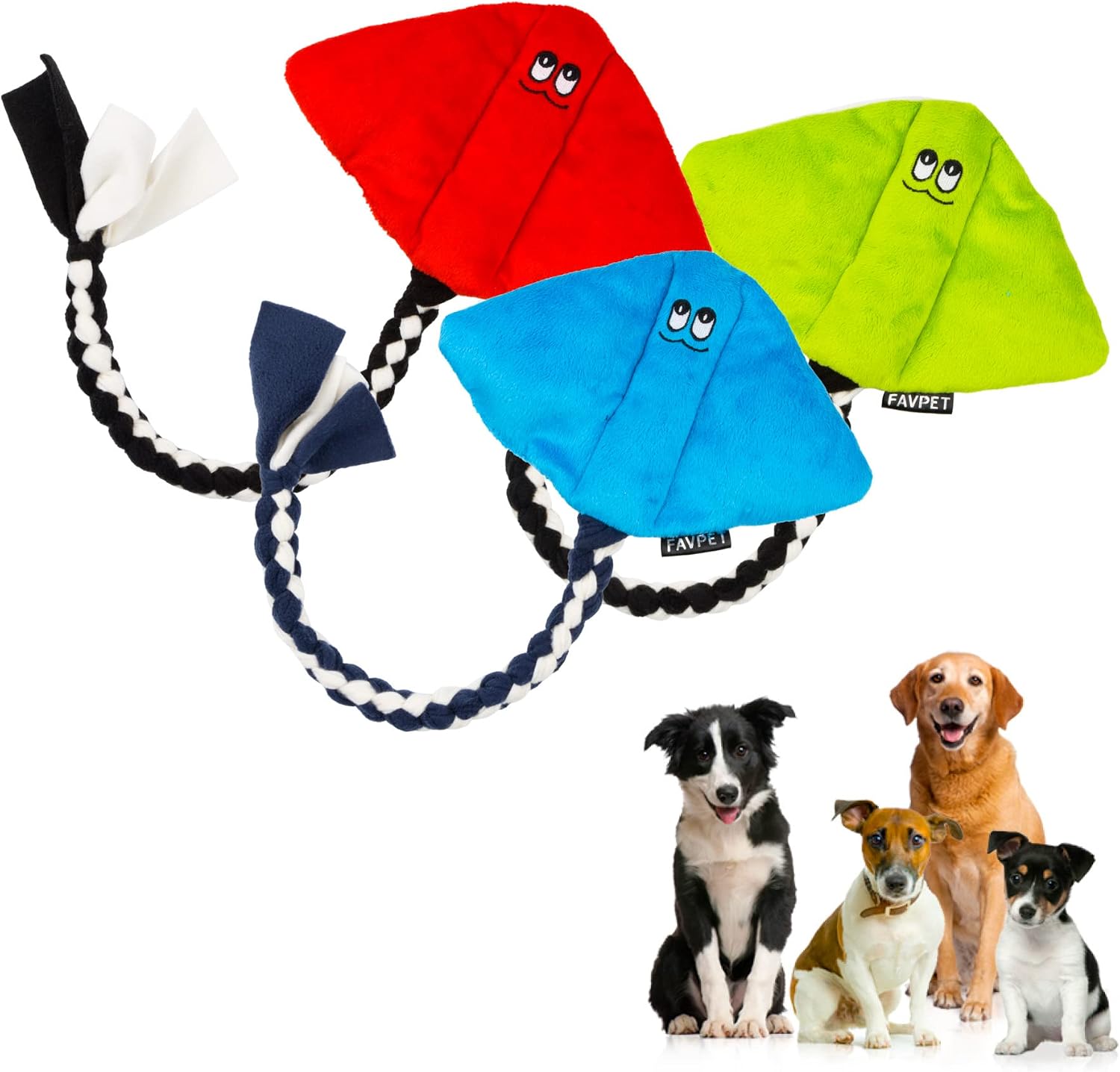 FAVPET Plush Dog Toy Stingray, Sturdy Dog Toy Squeaky Big Dogs, Squeaky Dog Toy Small Dogs Plush Toy, Funny Dog Toy Puppy Plush (Green)
