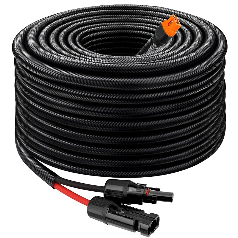 Cabo Adaptador Solar para XT60i MOOKEERF 10AWG, 9,14 m, Conector Macho-Fêmea