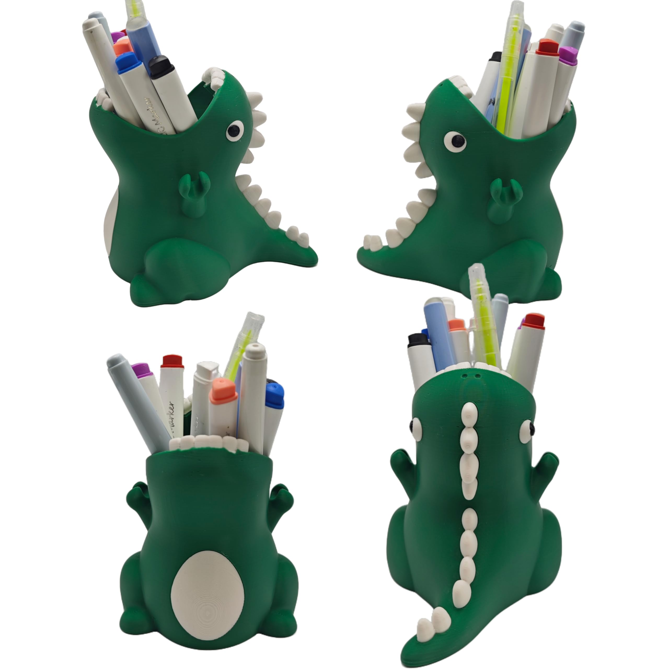 TIME&TRAVE Bonito soporte para bolígrafos de dinosaurio para escritorio, organizador de escritorio creativo, suministros de oficina, decoración de regalo para mujeres y niños