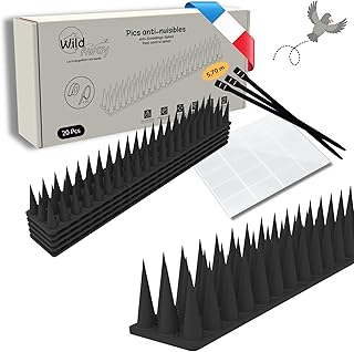 Pic Anti Pigeon 5,7 m Modulable et Ajustable - Installation Ultra Facile - Kit Complet Adhésif & Colliers Inclus - Dissuasion Efficace Anti Pigeons, Oiseaux, Chats pour Balcon, Fenêtre, Toit et Jardin