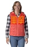 Women's Junior 4-Zone Hooded Heated Vest with Battery, Lightweight Quilted Heated Vest with Adjustable Hood