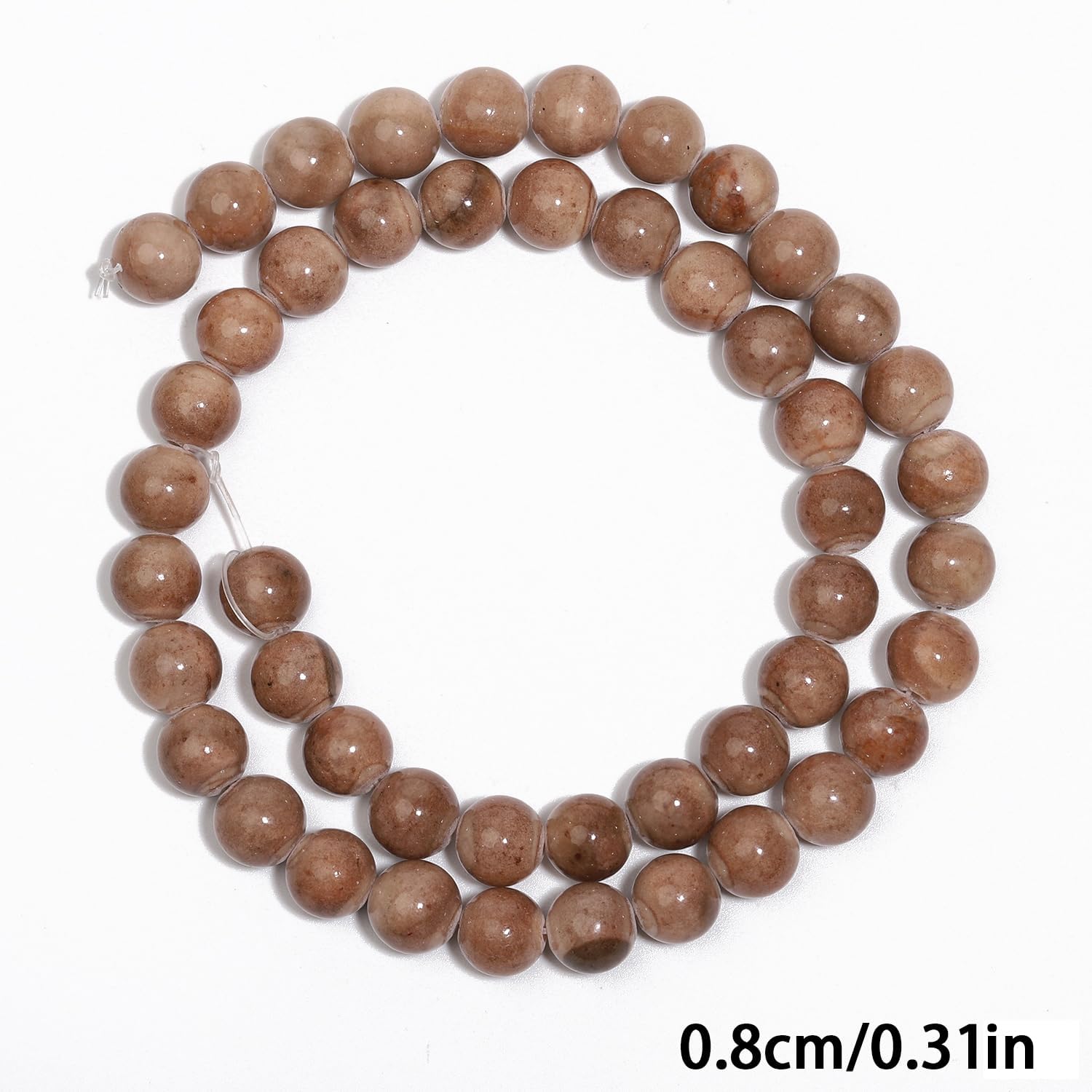Coffee Color Persian Gulf Jade 8mm 45 Pcs Stone Beads for Jewelry Making Large Beads Bracelet Keychain Loose Round Smooth Gemstone Beads Necklace Earrings DIY Arts and Crafts Natural Stone Beads ﻿ image 5
