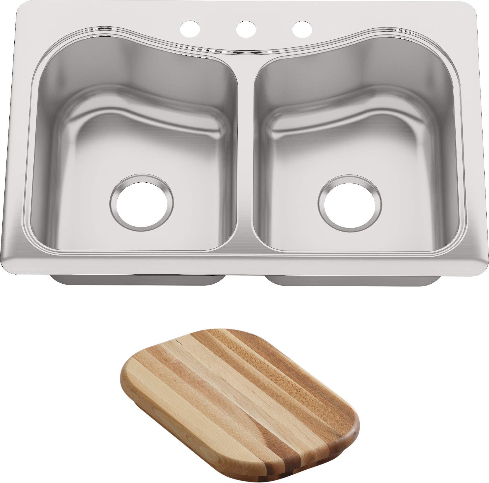 Staccato 33X22 Dbl-Equal Ss Sink 3-Hole - Double Bowl Sinks