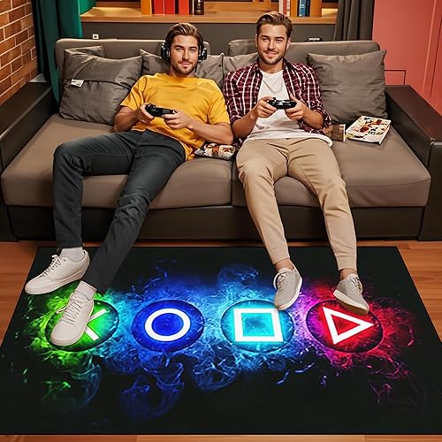 Miniatura 6 de Alfombras de área de juegos, alfombra de jugador para niños, decoración de habitación de jugadores, alfombras de juegos para niños y adolescentes,