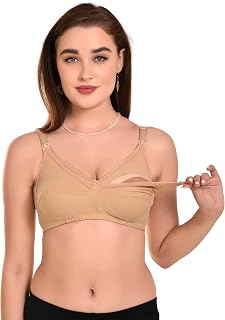 BELVINO Women’s Cotton Maternity & Nursing Bra – Full Coverage, Non-Wired Non-Padded, Detachable Feeding Clips, Wide Shoul... Price In India