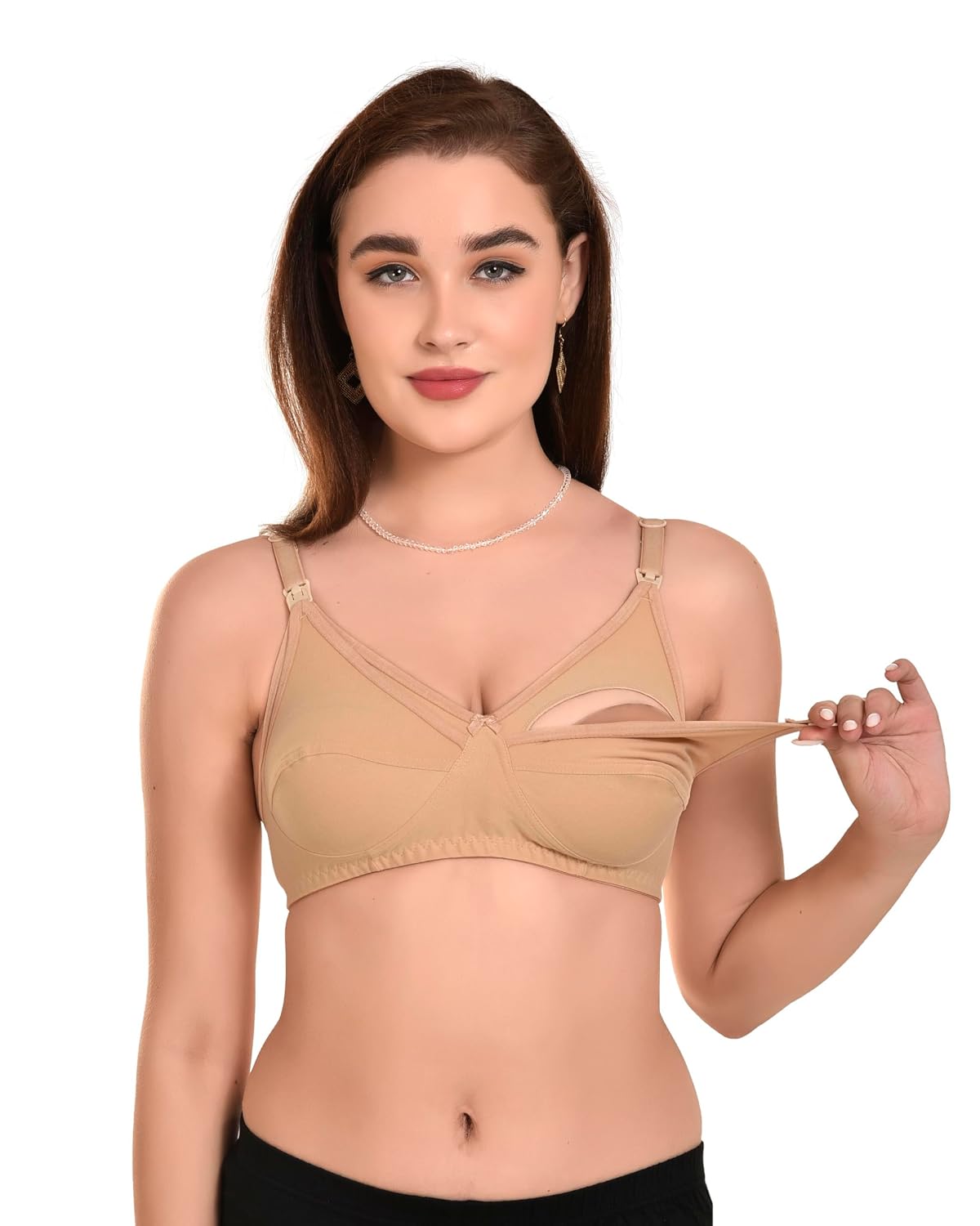 BELVINO Women’s Cotton Maternity & Nursing Bra – Full Coverage, Non-Wired Non-Padded, Detachable Feeding Clips, Wide Shoul...