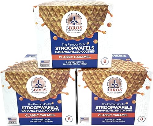 3Bros Dutch Stroopwafel - Galletas clásicas rellenas de caramelo, fabricadas en Estados Unidos