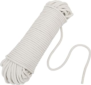 KEILEOHO 1/4 Inch Natural Cotton Rope, 164 FT Length White Craft Clothesline Cord Craft Knitting Thread String Heavy Duty Wall Hanging Rope for Garden Flower Plant DIY Decoration Clothes Hanger