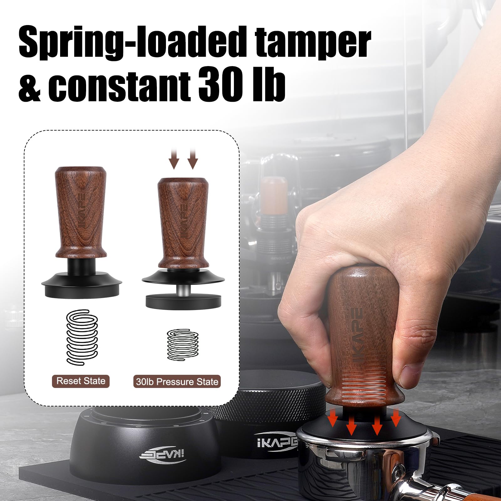53.3mmエスプレッソタンパー、ステンレススチールリップルベース付きコーヒータンパー、バリスタエスプレッソコーヒータンパー、30ポNormcore  58.5mm エスプレッソコーヒータンパー V4 - バネ式タンパー ステンレススチールリップルベース - 15ポンド / 25ポンド / 30 ...
