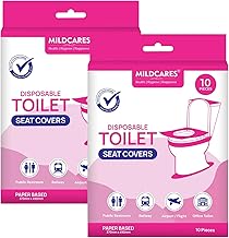 MildCares Disposable Toilet Seat Covers | Flushable, Biodegradable & Travel-Friendly | Hygienic Germ Protection for Public Toilets | Eco-Friendly Sanitary Covers for Men & Women (Pack of 20)