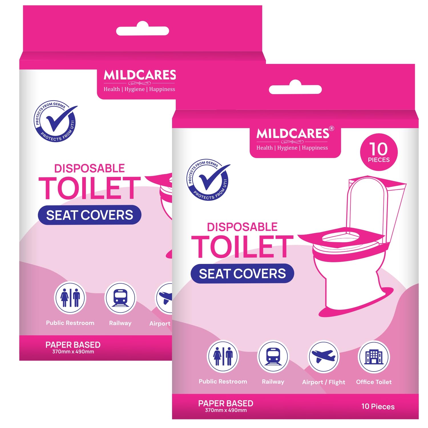 MildCares Disposable Toilet Seat Covers | Flushable, Biodegradable & Travel-Friendly | Hygienic Germ Protection for Public Toilets | Eco-Friendly Sanitary Covers for Men & Women (Pack of 20)