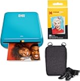 Step Instant Color Photo Printer with Bluetooth/NFC, Zink Technology & KODAK App for iOS & Android (Blue) Go Bundle, 2x3