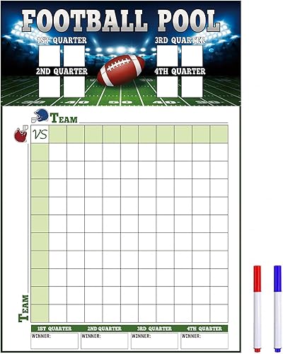 Sereliy Large Football Pool Poster 16.2 X 23.6 Inch, Squares 100 Grids Score Record Poster Football Party Supplies, Super Game Bowl Party Decorations 2026 (Field)