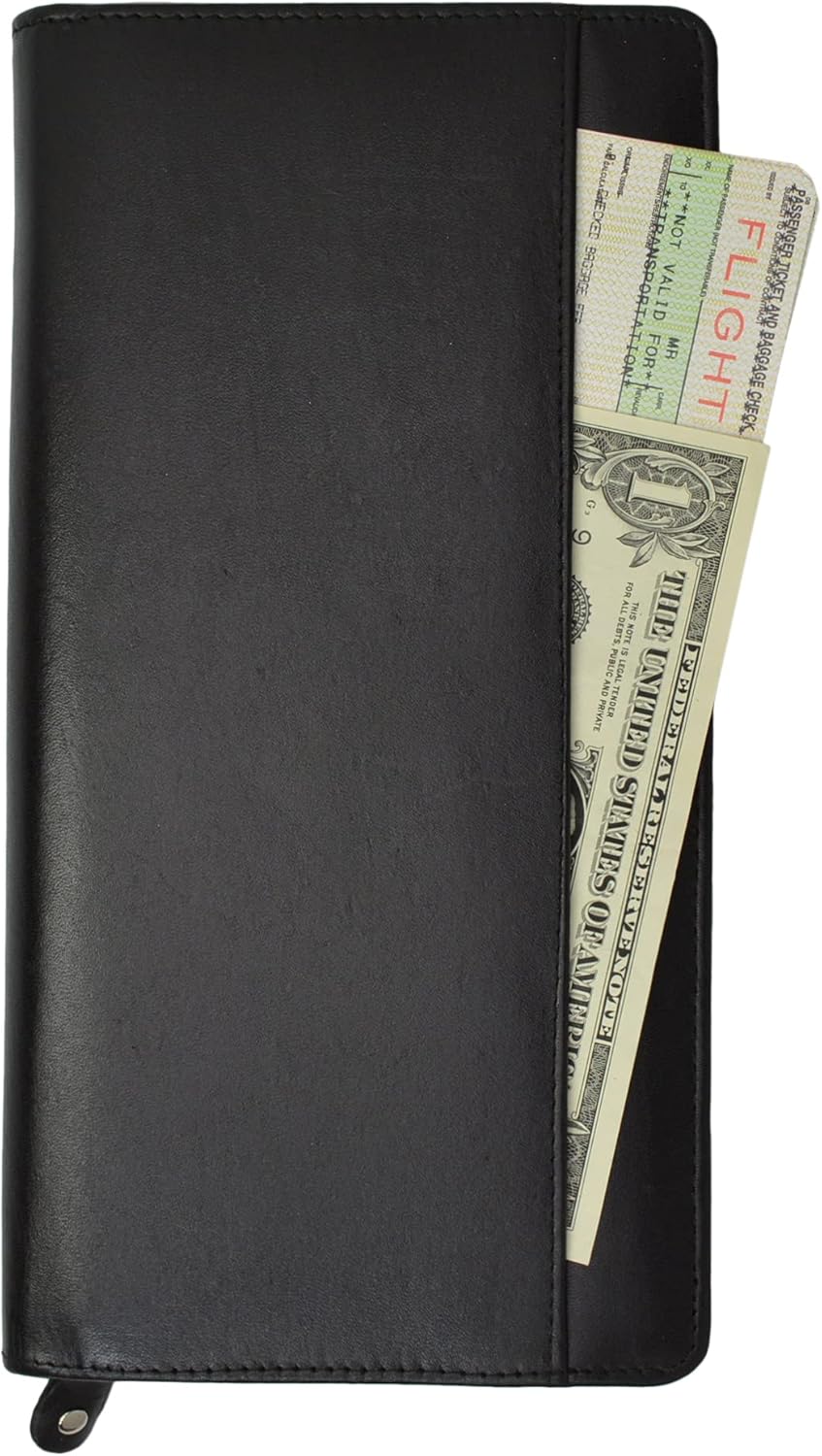 Venanoci Unisex Adults Travel Wallet - RFID Protected, Black Faux Leather, 4 Passport, 16 Pocket, 5 Section, Bi-Fold, Family & Travelers with Children