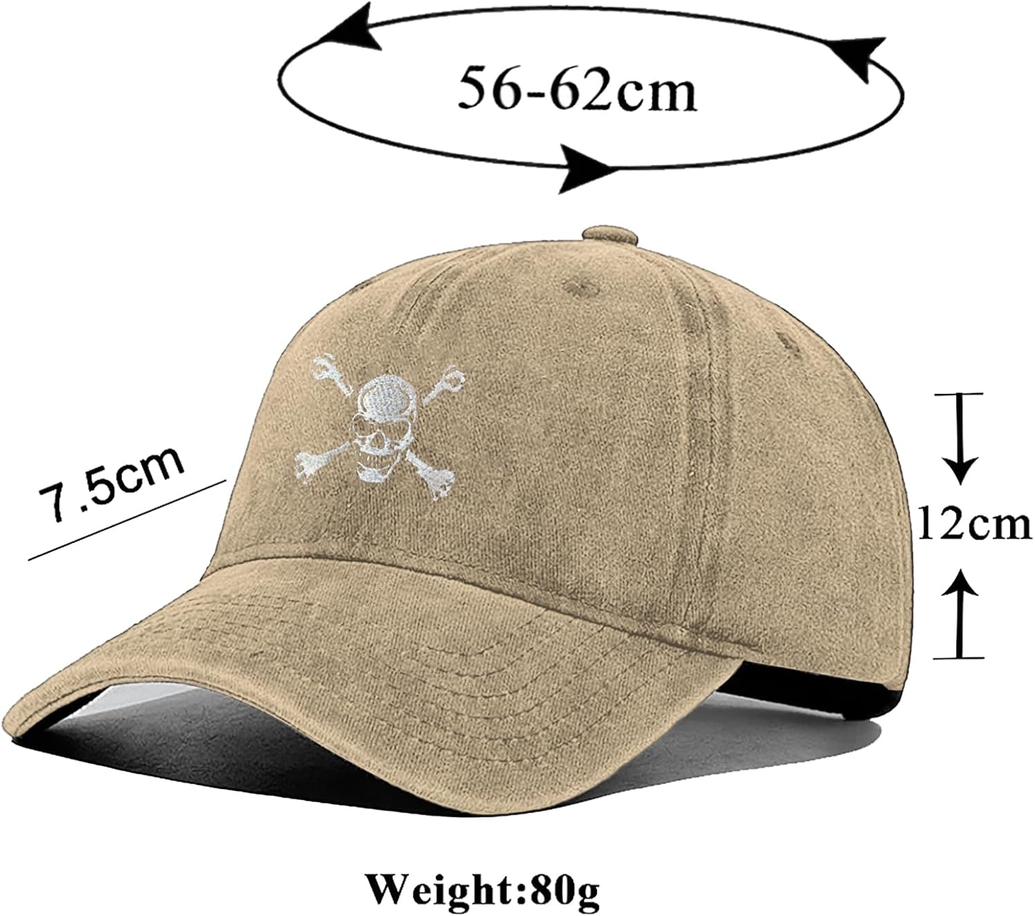 Skull and Crossbones Baseball Cap for Men Women, Funny Adjustable Embroidered Skeleton Hat image 5
