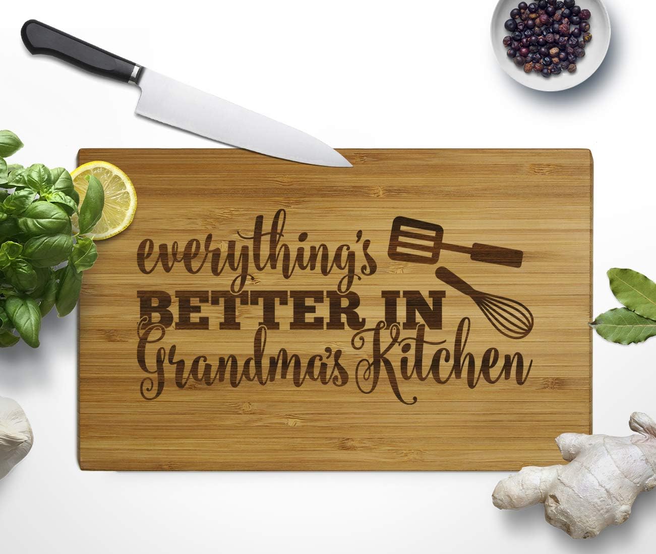 Andaz Press Laser Engraved Small Bamboo Wood Cutting Board, 9.5 x 6-inch, Everything is Better in Granny's Kitchen, 1-Pack Grandma Mothers Day Birthday Grandma Cutting Board Cooking Gifts For Mom