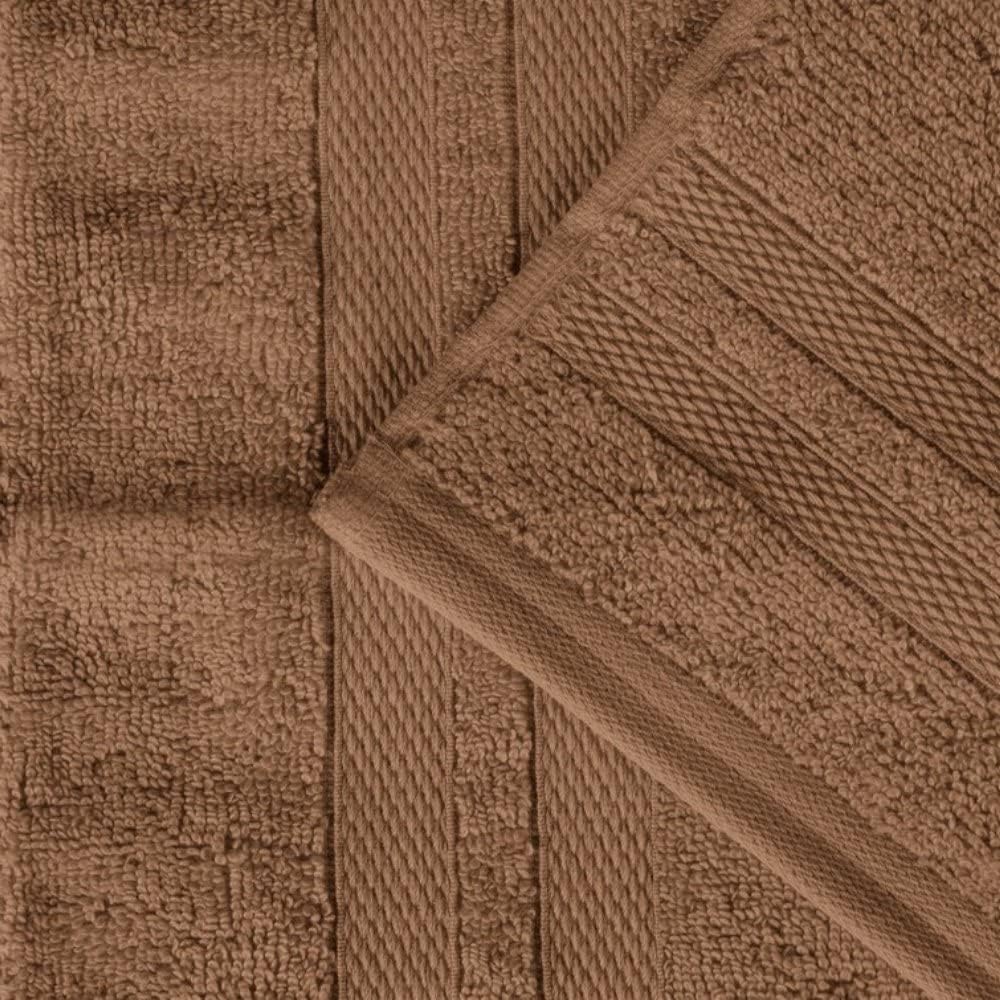 Stylish 6 Piece Chocolate Beach Towel Set, 100% Cotton, Thick and Ultra-Soft, Highly Absorbent, Warm & Comfy | All Season Lightweight, Durable, Quick Dry, Geometric Dobby Border, Pretty Brown Shade