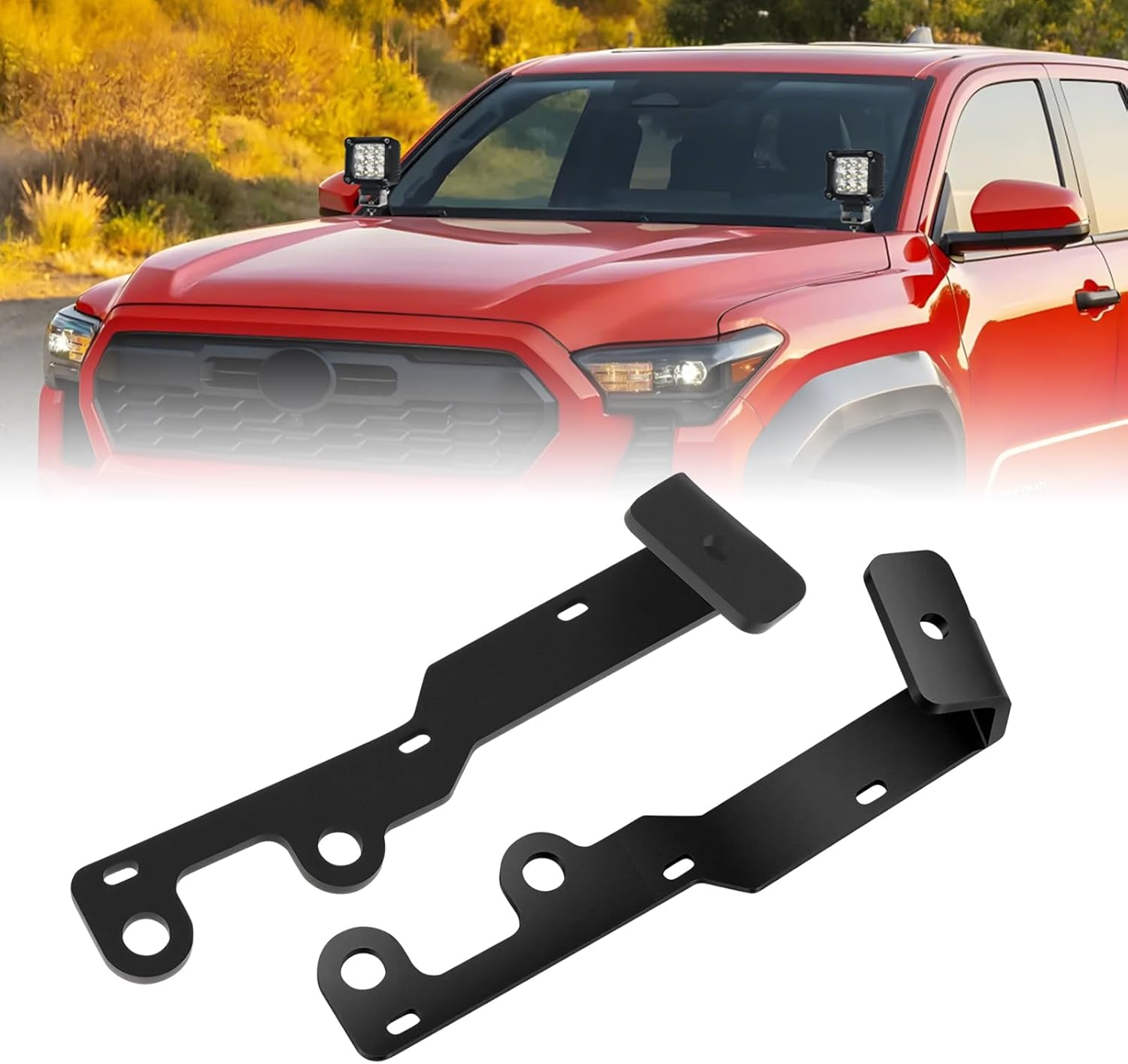 W&JWN Ditch Light Bracket Compatible with 2024 2025 2026 Toyota Tacoma and 2025 Toyota 4Runner Hood Hinge LED Brackets Heavy Duty Steel Tacoma Ditch Light Bracket