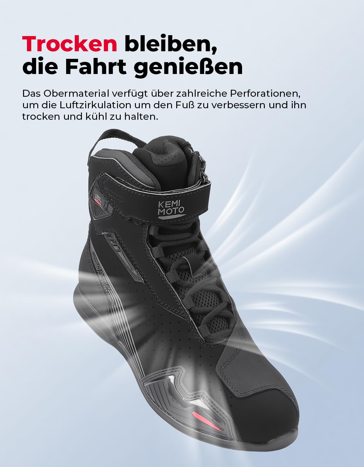 KEMIMOTO Motorrad Schuhe Herren, CE-Zertifiziert, Motorradschuhe Verstärkter Schalthebel-Pad aus TPR-Material, Motorradstiefel Herren Atmungsaktiv und Verschleißfest, Verstärkte Knöchel
