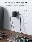 UGREEN 8-in-1 Multi Plug Outlet Extender avec 4 USB (20W USB C), 4 Répartiteur de chaussettes (3 Épingle), GaN Bande d'alimentation avec protection contre les surpressions, bloc d'extension de sortie de mur de type B, essentiels de voyage à US CA MX