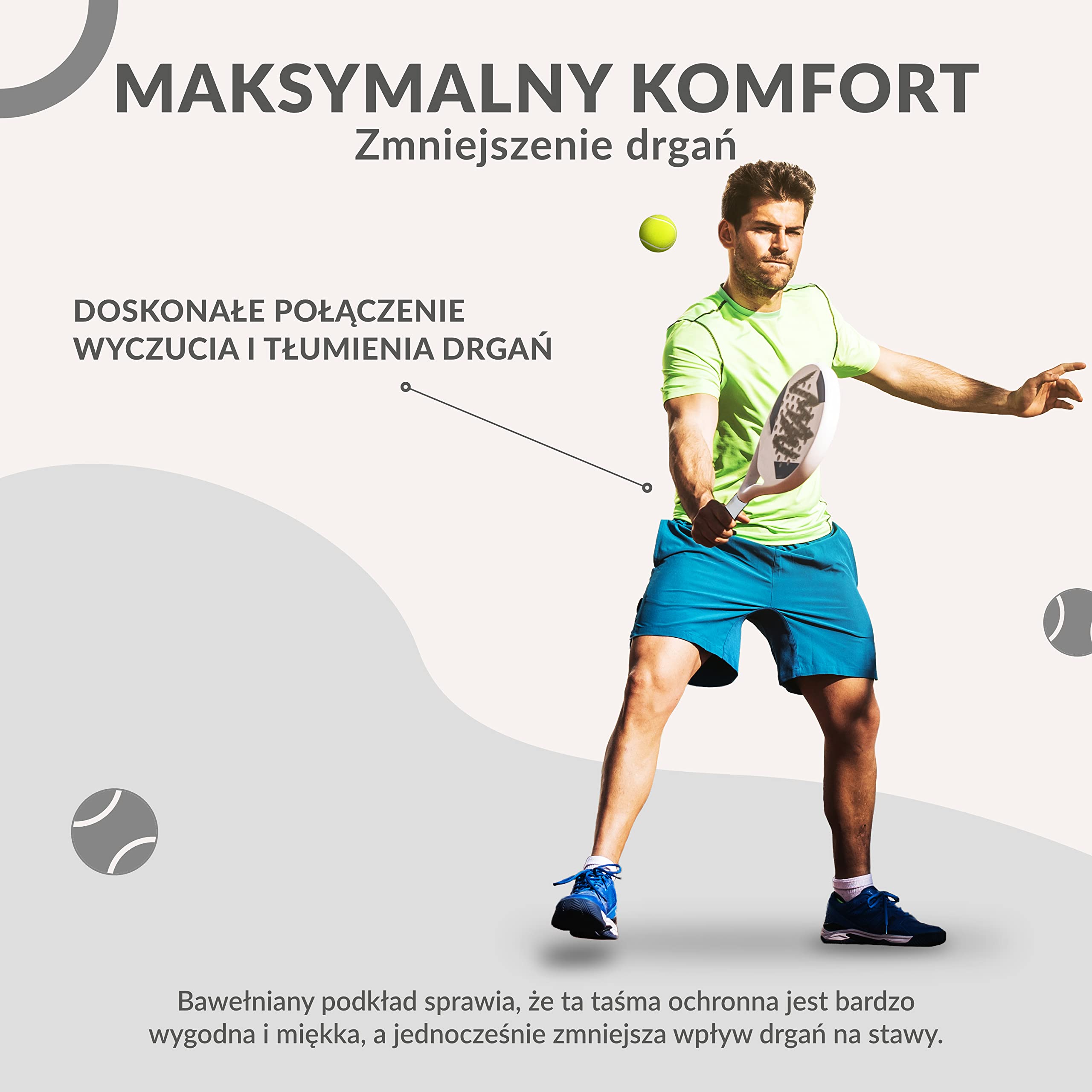 Palbea Wytrzymała Taśma do Rakiety Tenisowej - Opakowanie 3/6/12/22/60 Szt - Skuteczne Wchłanianie Potu - Taśma na Rakietę od Badmintona z Powłoką Antypoślizgową - Miękka i Wytrzymała Powierzchnia.