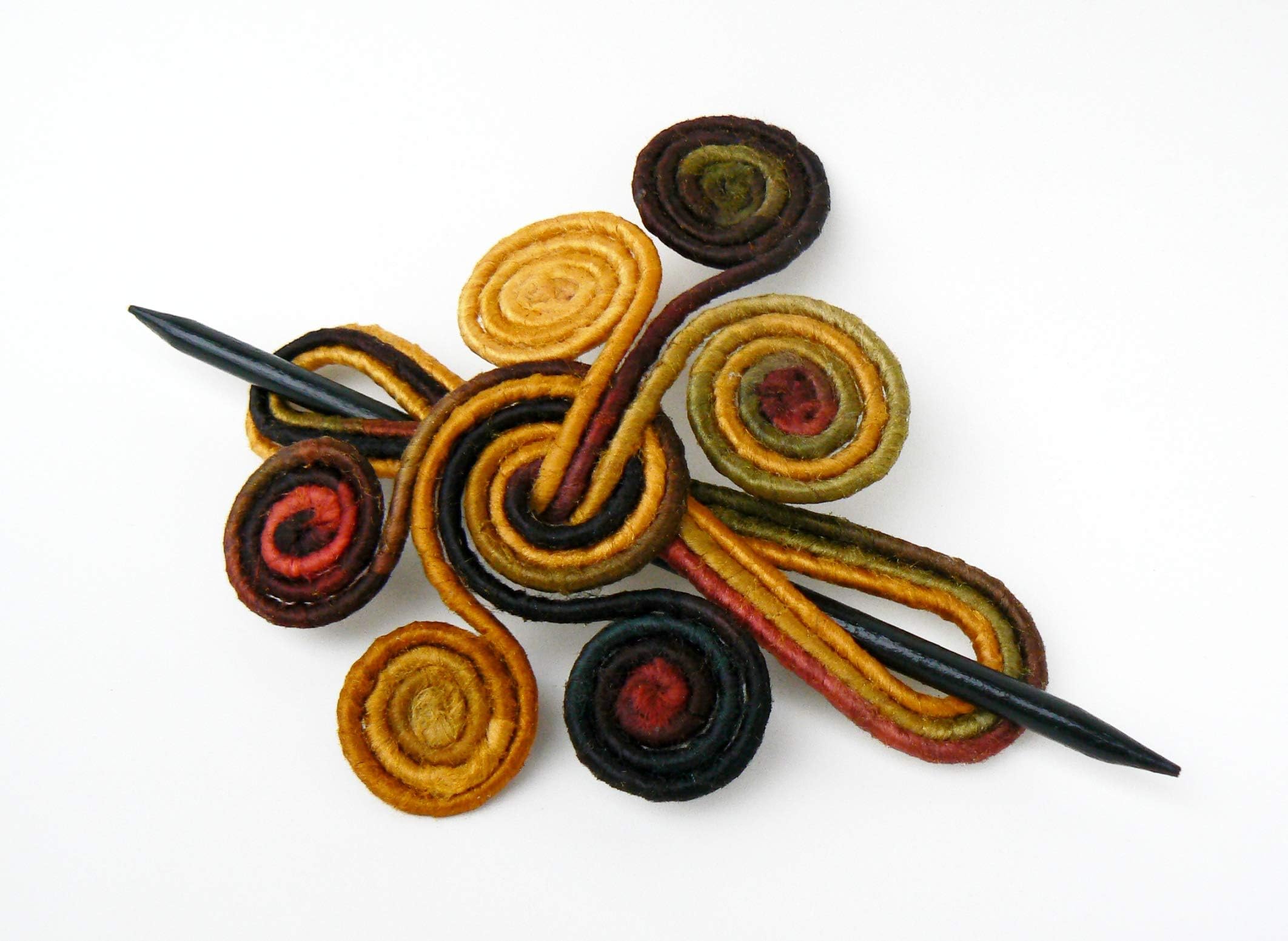 Hair clamp Fork Slide Fascinator Ochre stick barrette Whimsical Shawl pin Boho scarf clip Ponytail holder