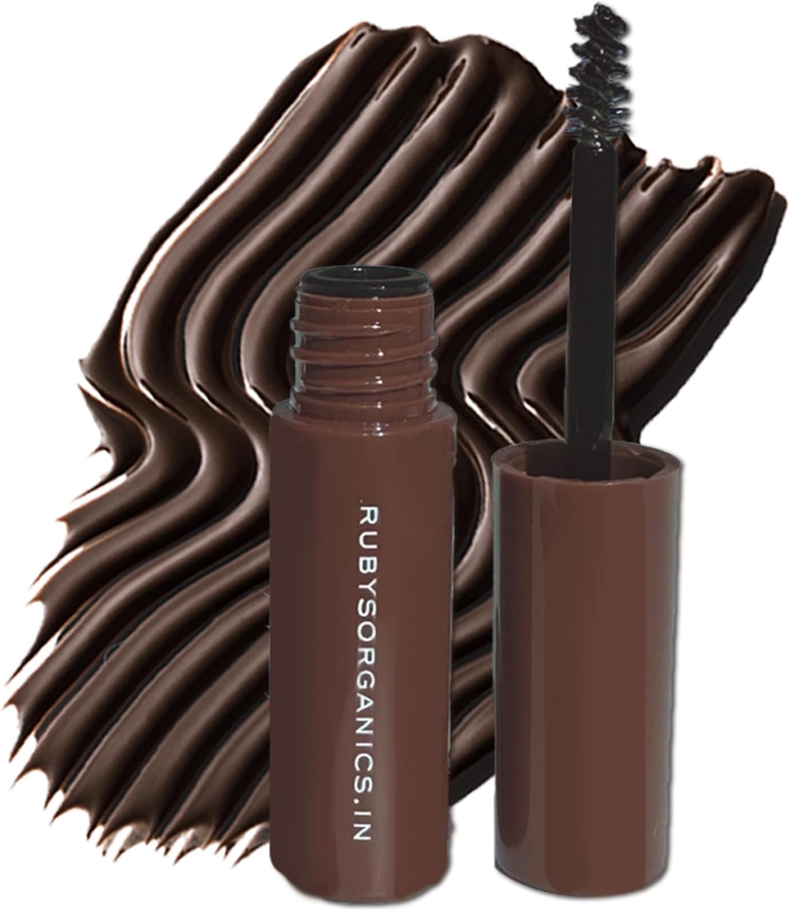 Ruby's Organics Dark Brown Tinted Eyebrow Gel with Castor Oil - Waterproof & Smudgeproof, Lifts, Shapes and Thickens Scanty Brows, Promotes Hair Growth, Natural & Non-Toxic Face Makeup for Women - 6ml