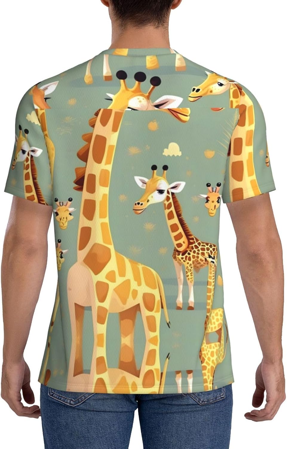 Cute Wild Cartoon Giraffes Rugby Football Jersey for Men, Comfortable V-Neck Loose Fit Top for Team Sports Athletics