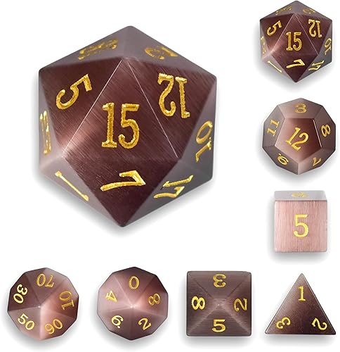 Miniatura 8 de Juego de dados DND de piedras preciosas, juego de dados poliédricos de piedra de sandía roja real para dados de juego de mesa de mazmorras y dragones