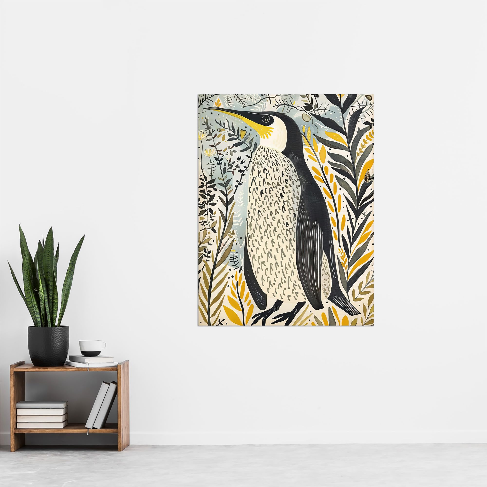 Artery8 Rustic Penguin Quirky Botanical Animal Portrait Living Room Extra Large XL Wall Art Poster Print, Unframed 24X32", 81L x 61W cm - Image 4