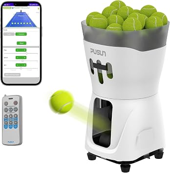 PT-MINI PRO-Tennis Ball Machine - APP Controlled, 65+ Ball Capacity, 8-60km/h Speed Adjustment, 3-5 Hours Battery Life, Lightweight Design, Ideal for Beginner Training