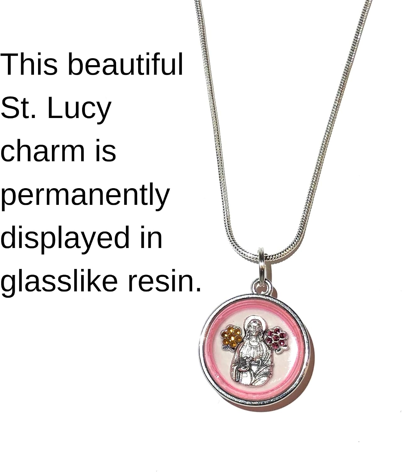 St. Lucy St. Lucia Pendant Necklace Catholic Christian Christmas Lourdes Early Christian martyr Roman Empire patroness of blindness Syracuse