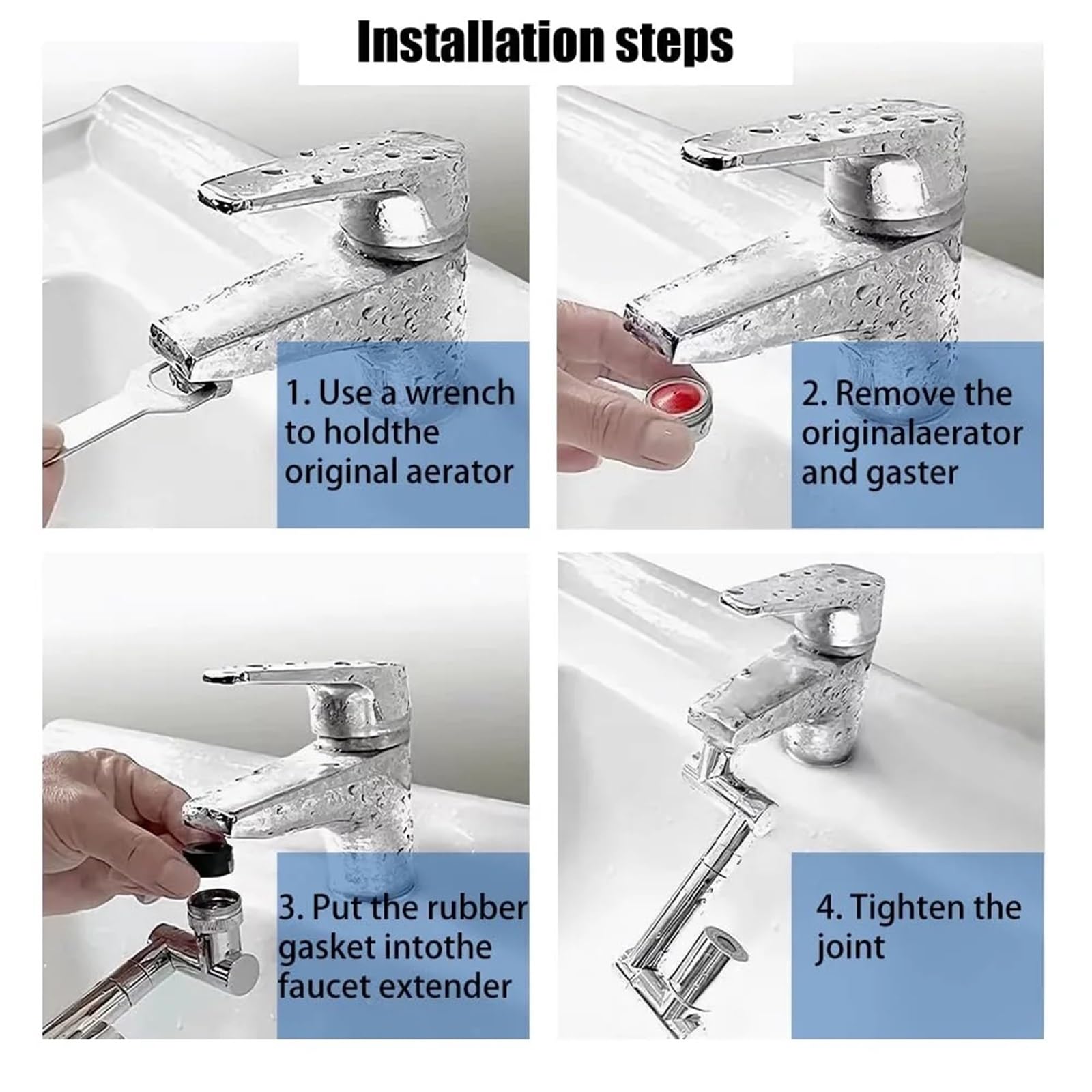 Aeratore for rubinetto con rotazione di 1440°, prolunga for da cucina, braccio robotico in metallo scalabile, ugello for, spruzzatore for acqua a risparmio energetico per Bagno