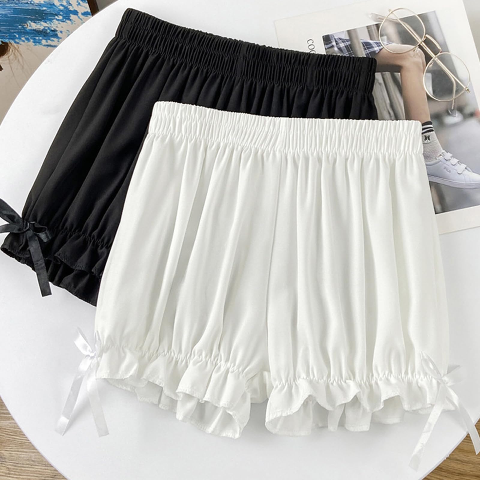 Damen Bloomers Maid Ruffle Pumpkin Pants Shorts