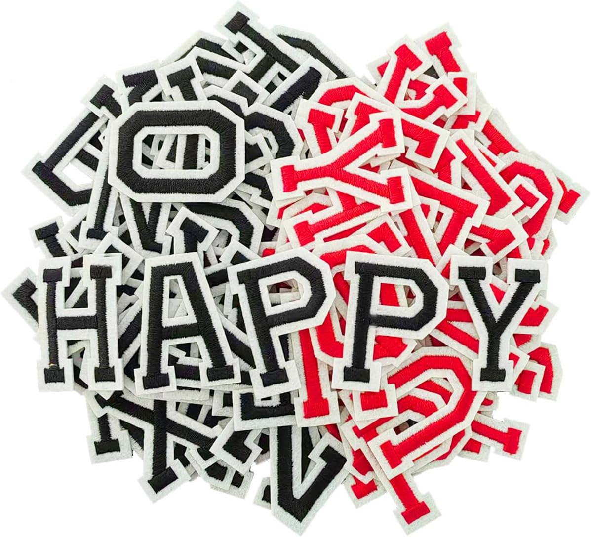 104個 アイロン接着 レターワッペン A~Z 刺繍アップリケワッペン 服、スカート、帽子、靴下、ジーンズDIYアクセサリー用 -