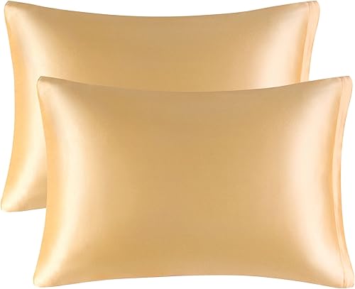 PiccoCasa Fundas de almohada de satén de 85 GSM para cabello y piel, funda de almohada sedosa de lujo con cierre de cremallera, fundas de almohada PiccoCasa Fundas de almohada de satén de 85 GSM para cabello y piel, funda de almohada sedosa de lujo con cierre de cremallera, fundas de almohada