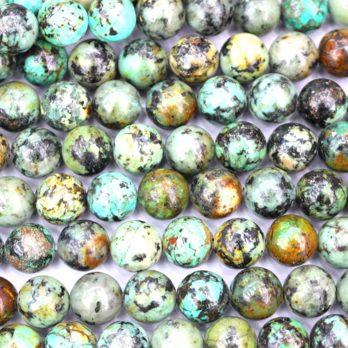 Tacool Natural African Turquoise Round Real Gemstone Loose Beadsnatural African Turquoise Round Gemstone Loose Beads for Jewelry Making (10mm)