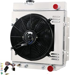 ENGINKUHLE Direct Radiator+16'' Fan Combo for Ford Mustang 1964-1966 V8 260 289 Falcon Mercury Comet AT/MT w/Wiring Relay kit