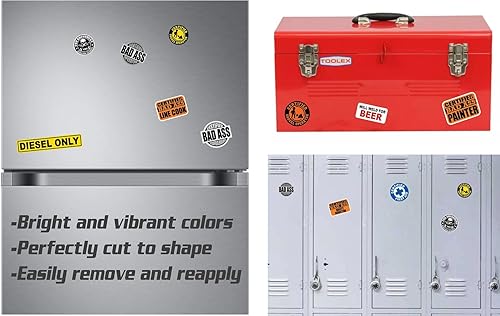 Miniatura 2 de (x4) Look Away While I Fix This Locker MagnetNevera MagnetLabel Lunch Tool Box Motorcycle