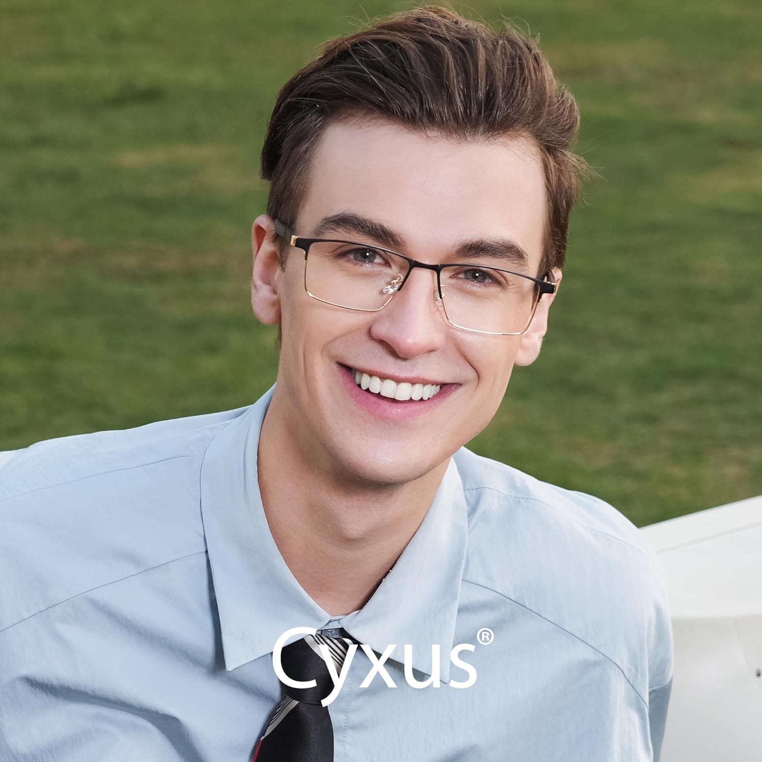 Cyxus Carbon Fiber 99% Blue Light Glasses Men Women, 23g Semi-rim Square Frame for Computer Gaming 8146 - Image 3